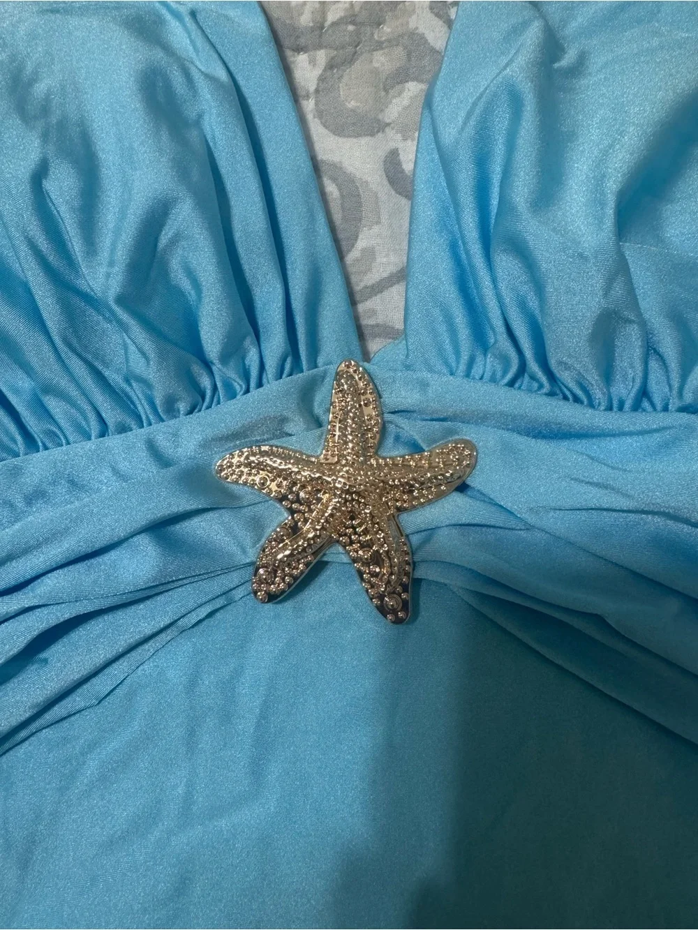 Blue Girls' One-Piece Swimsuit with Starfish detail